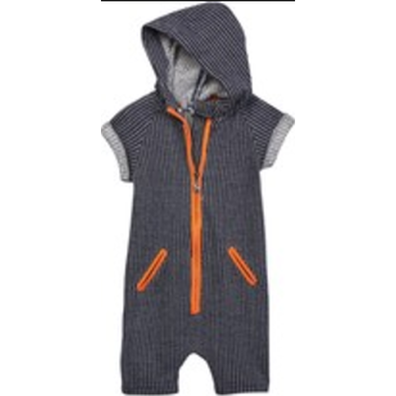 Navy Striped Terry Hooded Playsuit