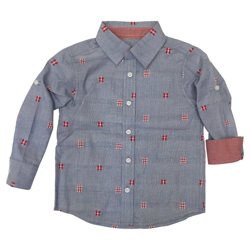 Red Patch Blue Woven Shirt