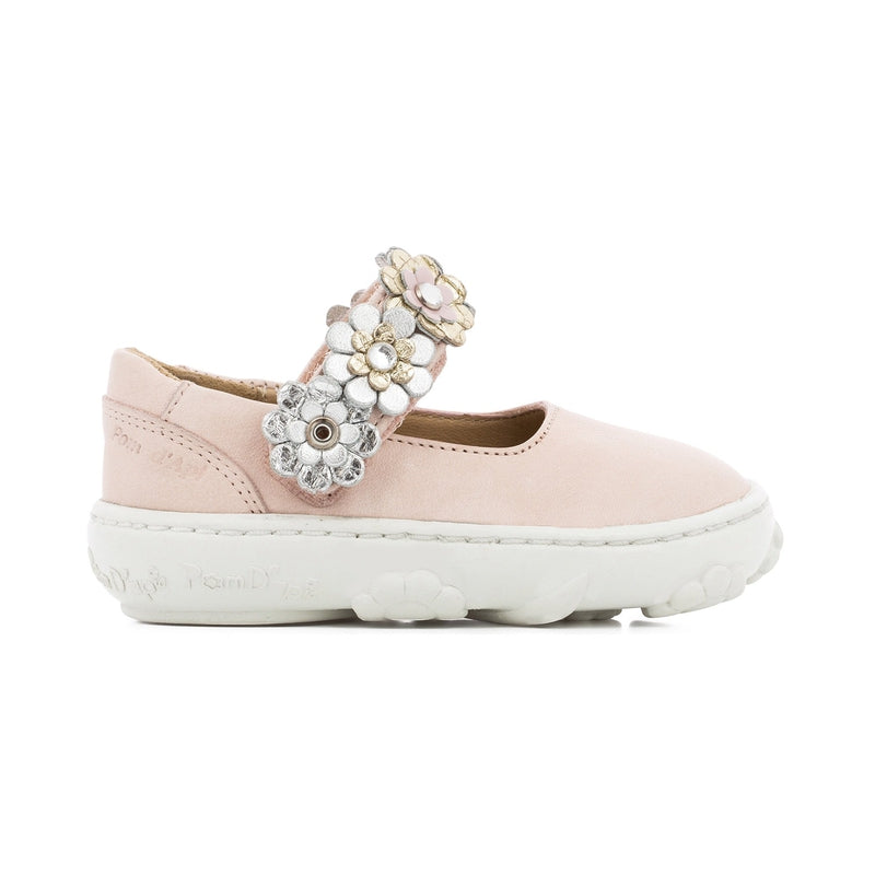 Cookie Flowers Leather Shoe with White Rubber Sole