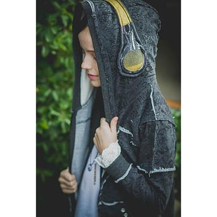 Rock Graffiti Headphone Lace Hoodie