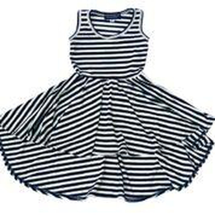 Black and White Stripe High Low Circle Dress