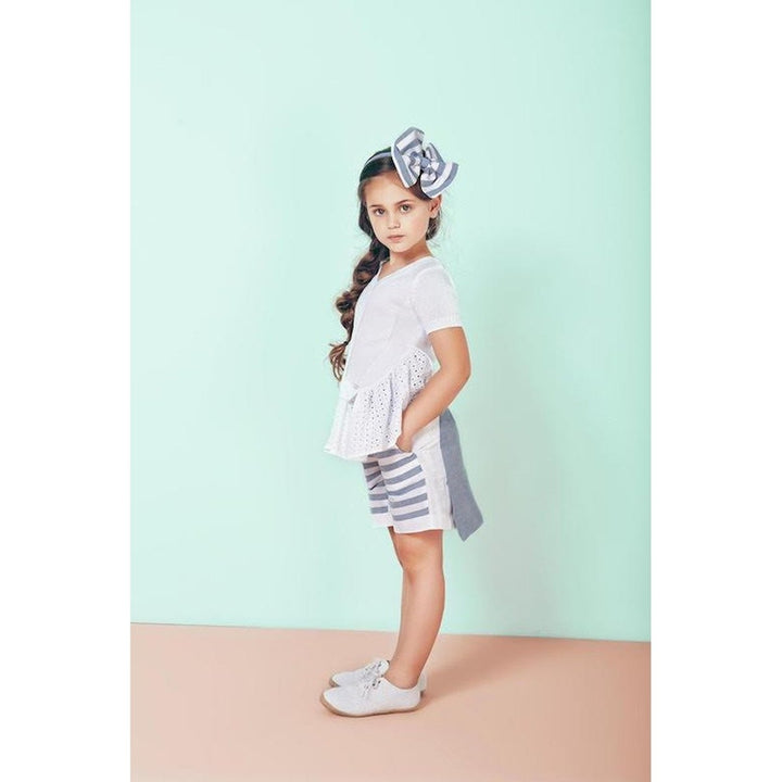 Striped Short With Solid Light Blue Back