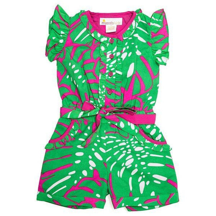 Island Palm Green Romper