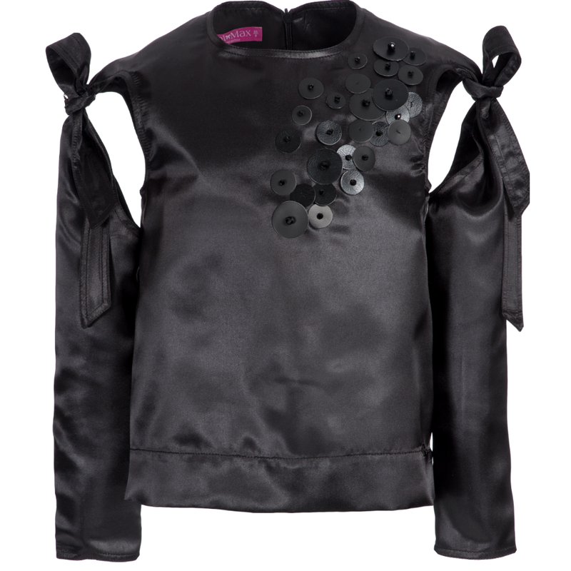 Black Top With Ribbon Sleeves