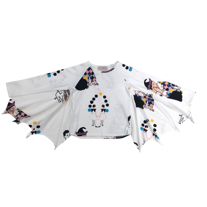 White Ballerina Printed Bat Tee