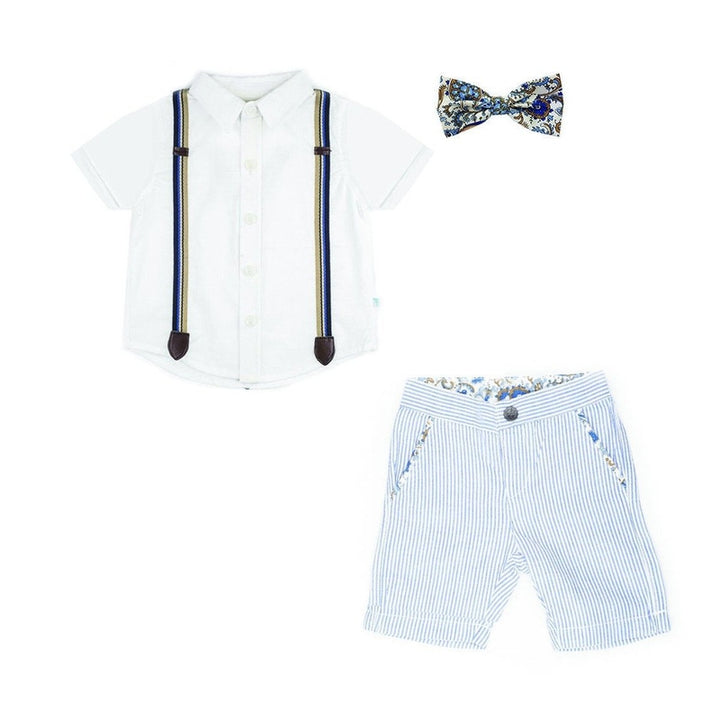 Shirt / Seersucker Shorts / Snap Bow Tie Set
