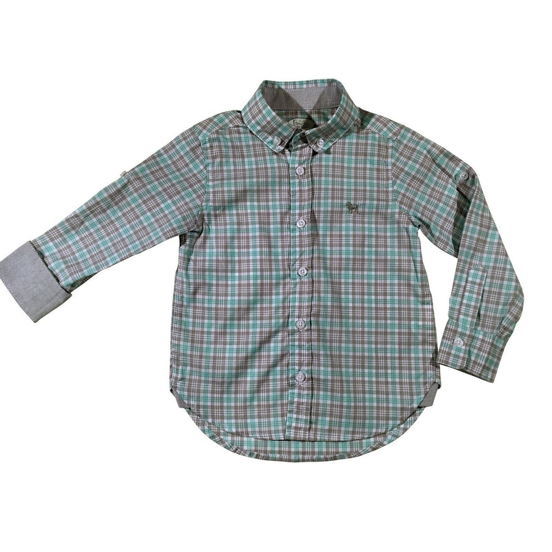 Aqua & Grey Checkered Collar Shirt