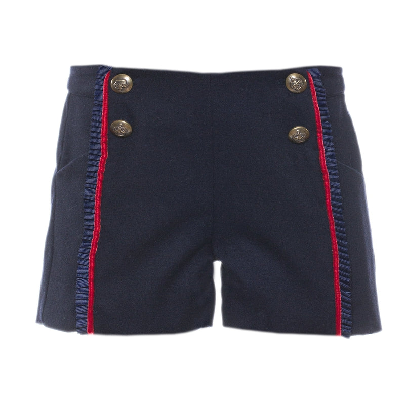 Marine Shorts With Red Piping