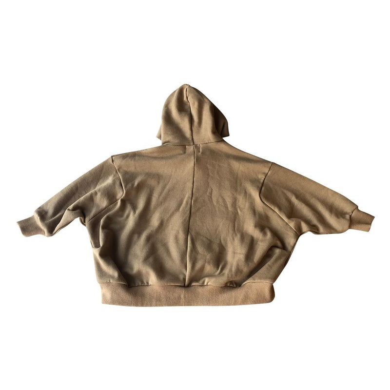 Beige Cropped Hoodie