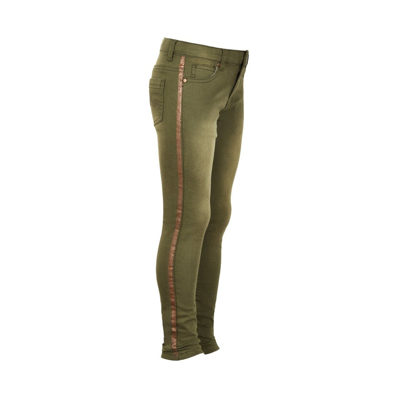 Olive Skinny Jean with Gold Brushed Seams