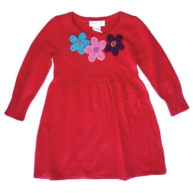Red Flower Sweater Dress
