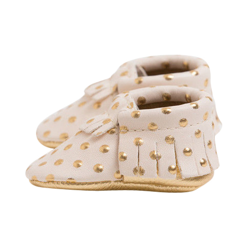 Cream and Gold Heirloom Moccasins