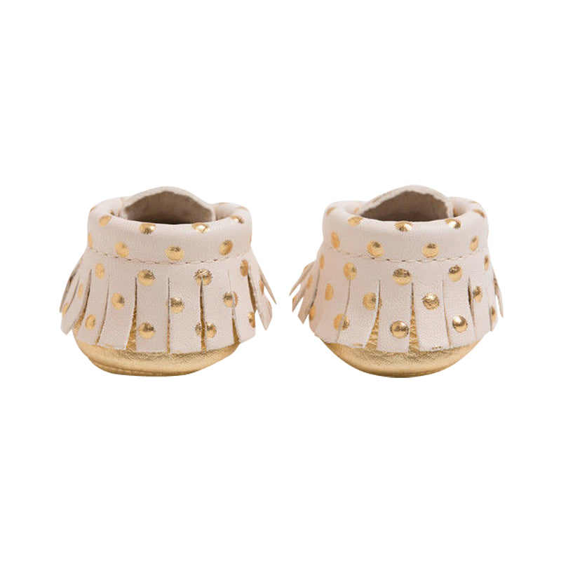 Cream and Gold Heirloom Moccasins