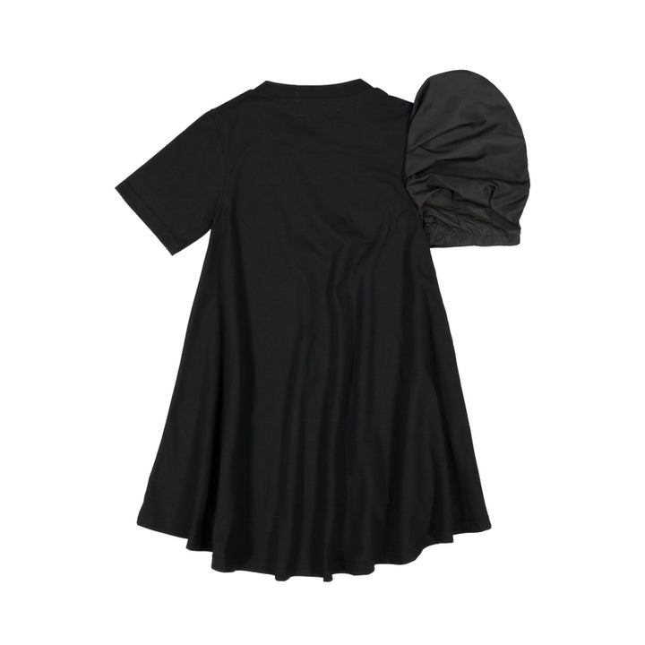 Aerin One Side Woven Puff Sleeve Black Dress