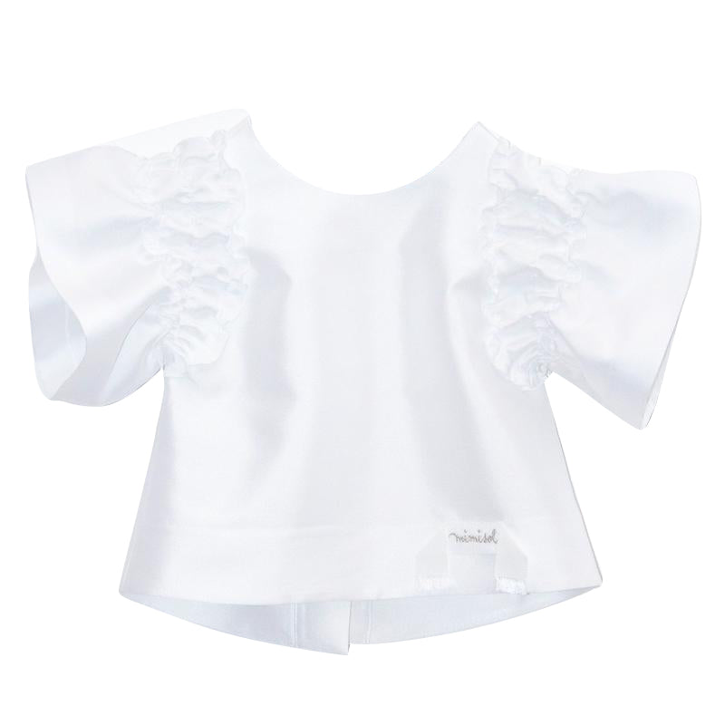 White Top With Ruffled Sleeves
