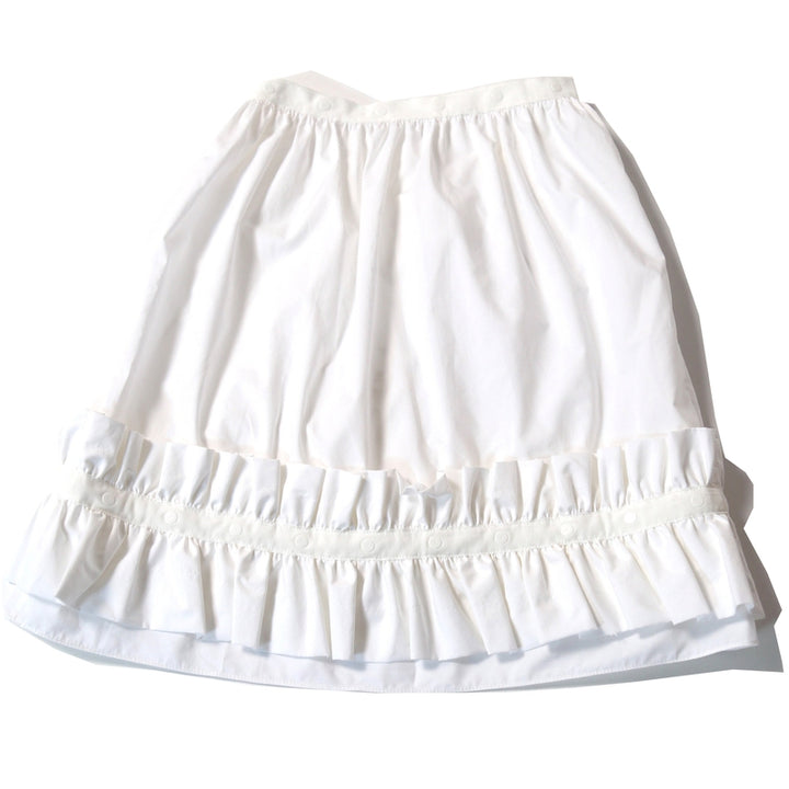 White Ruffled Polonaise Wrap Skirt