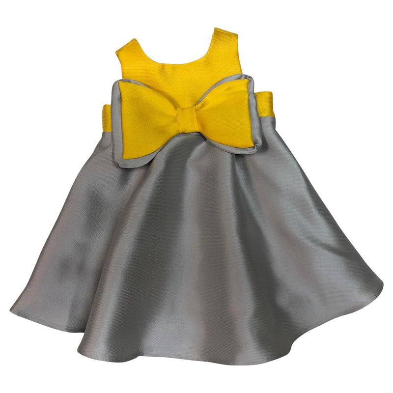Grey Dress With Yellow Bow