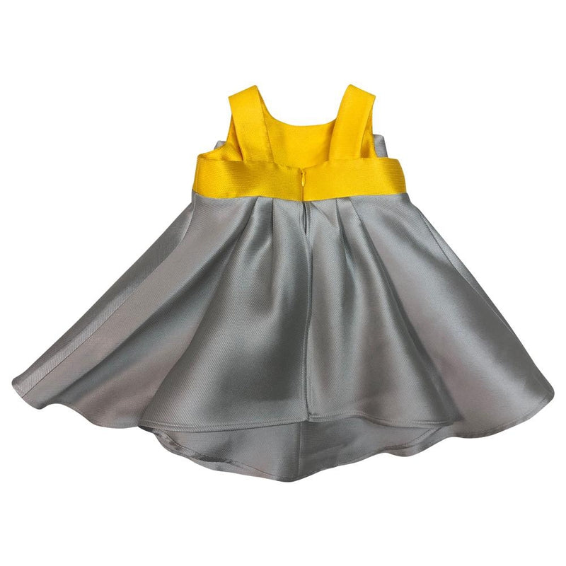 Grey Dress With Yellow Bow