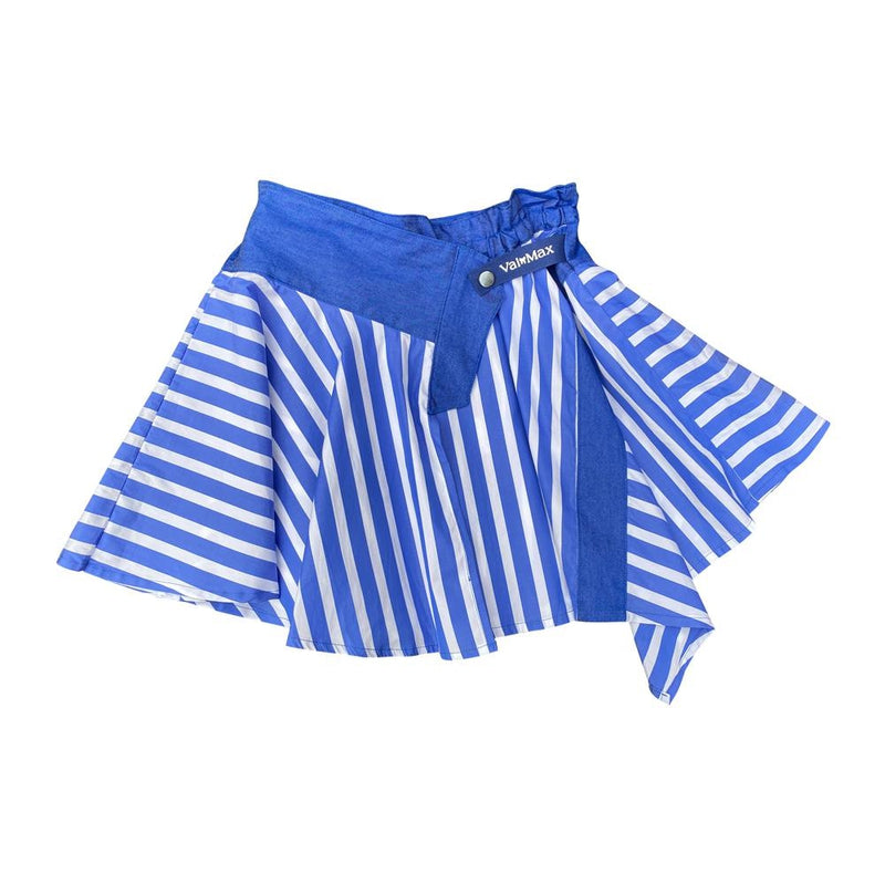 Blue And White Stripped Asymmetric Skirt