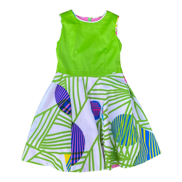 Green Geometric Spring Patterned Dress