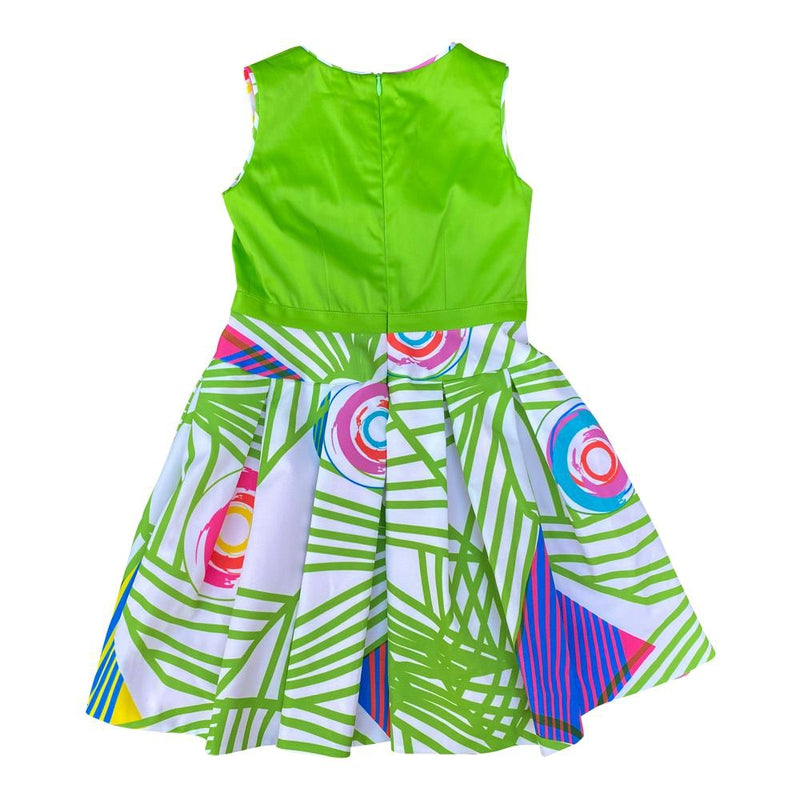 Green Geometric Spring Patterned Dress