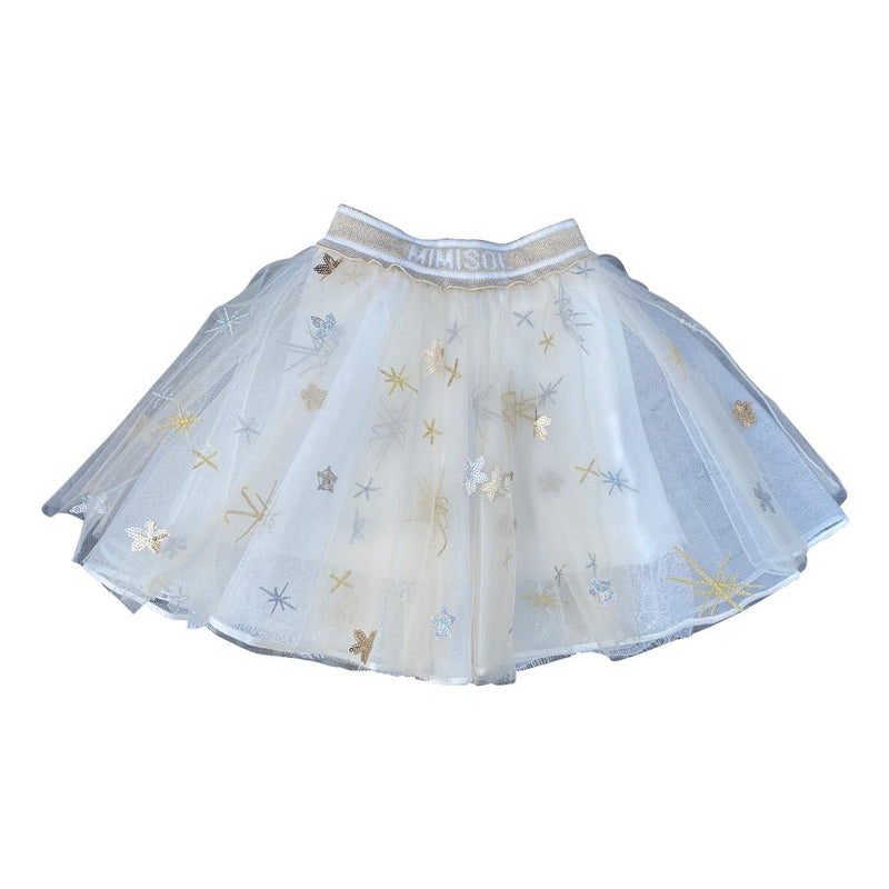 Star Studded Cream Netted Skirt