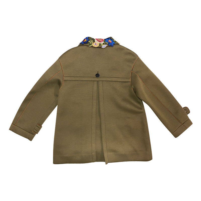 Army Patched Trench Jacket