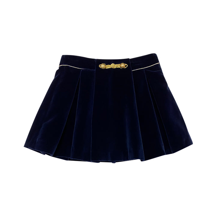 Navy Blue With Gold Button Tie Skirt