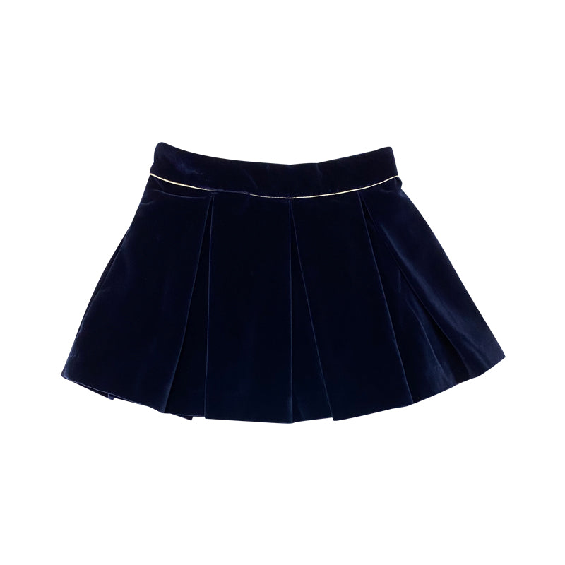 Navy Blue With Gold Button Tie Skirt