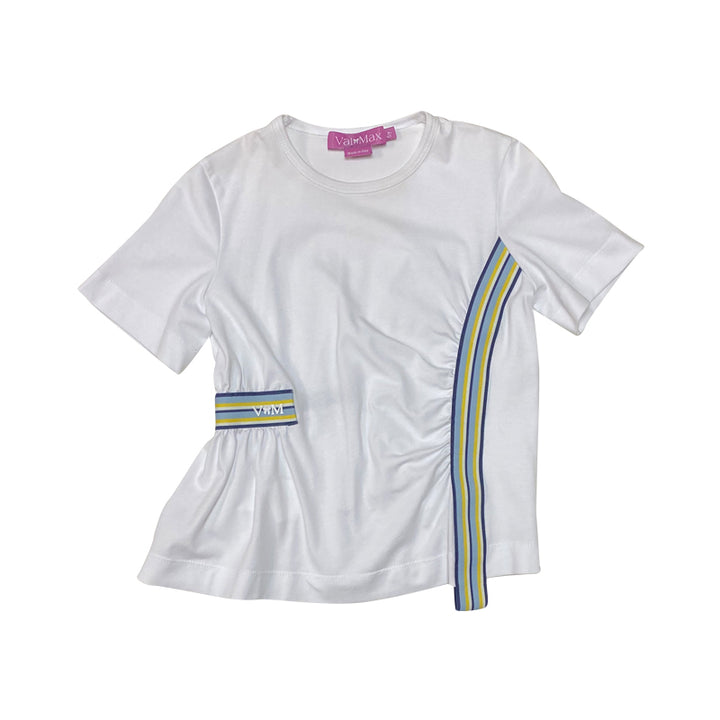 White Top with Blue And Yellow Stripes