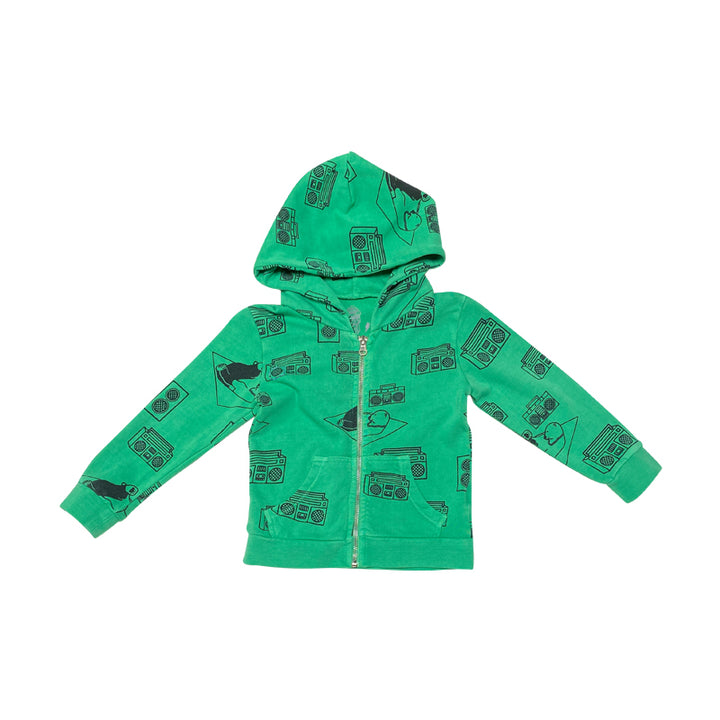 Green French Terry Zip Up Hoodie