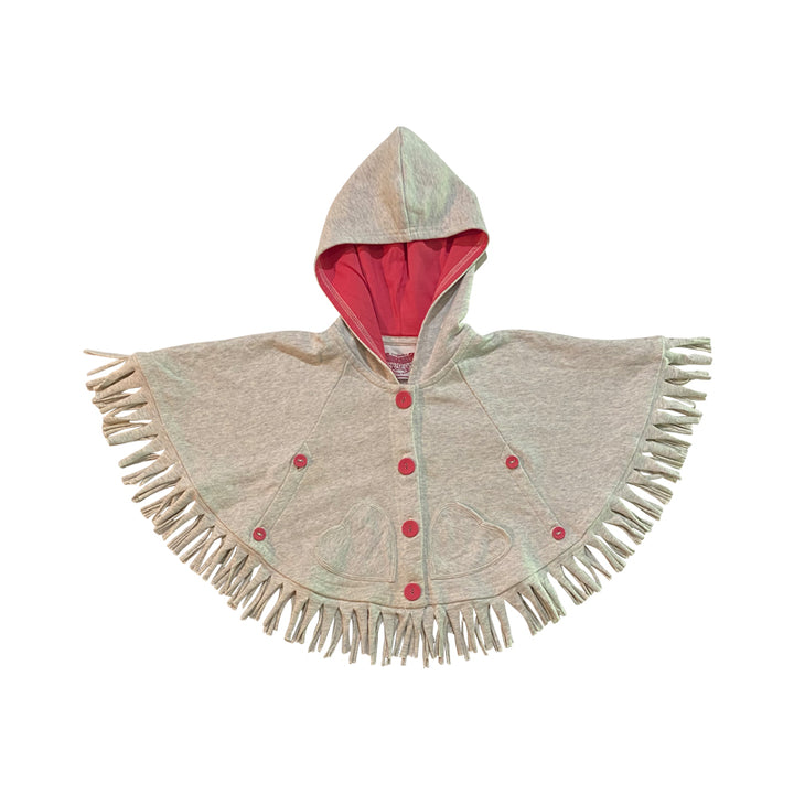 Light Gray Marle Multicolor Fringed Poncho Wings
