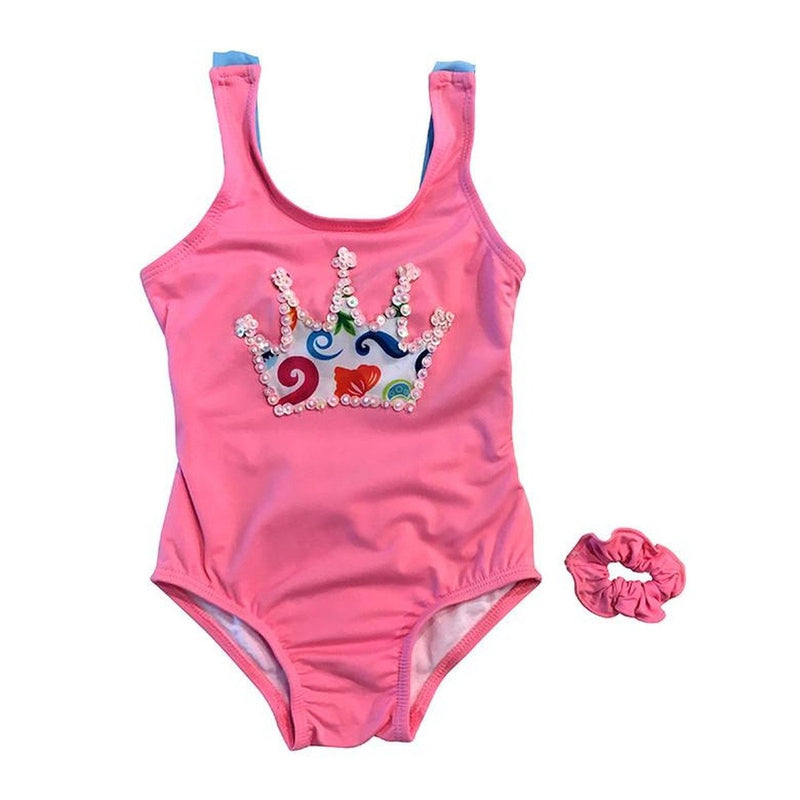 Pink and Blue Crown Swimsuit