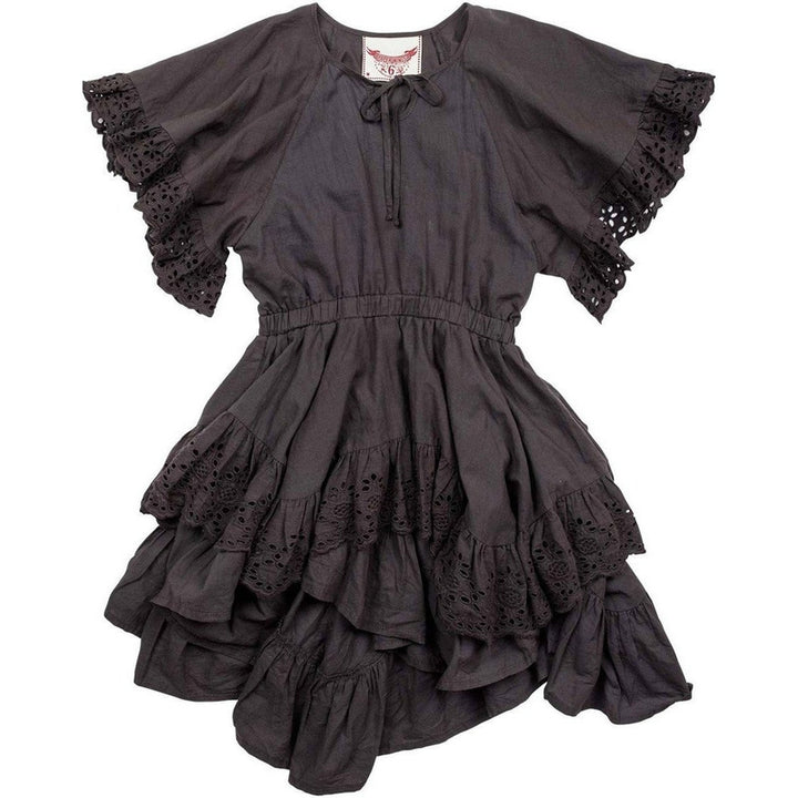Charcoal Frilled Lace Swing Dress