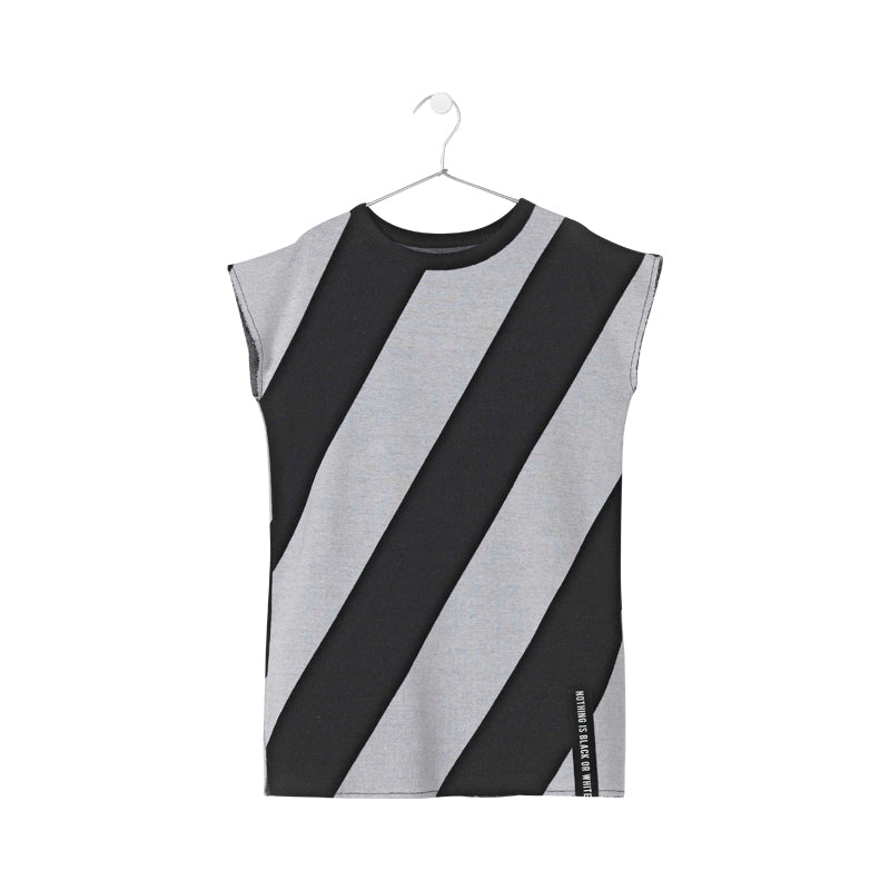 Black and White Diagonal Striped Dress