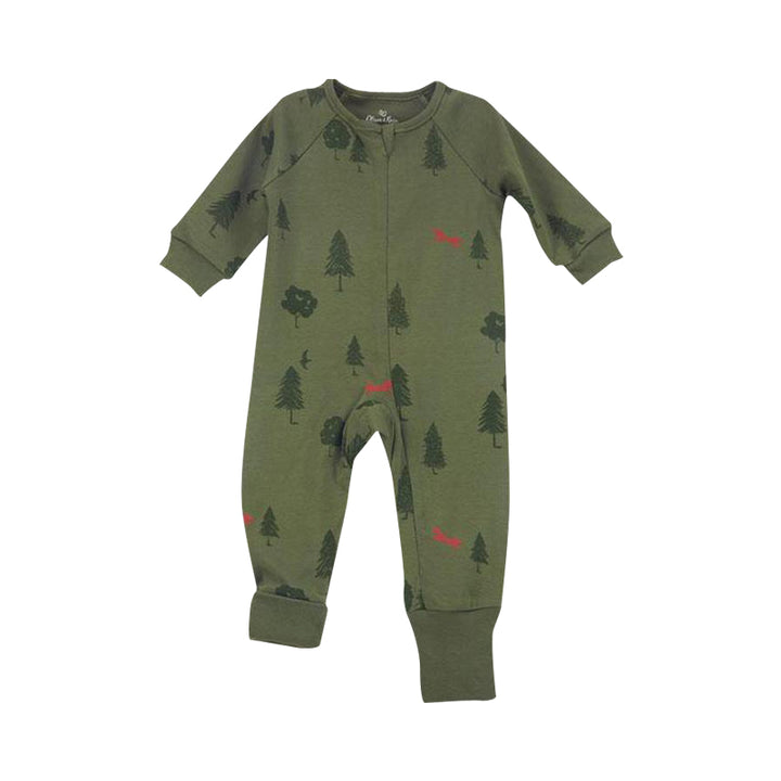 Tree Print Unionsuit With Green Dash Hat
