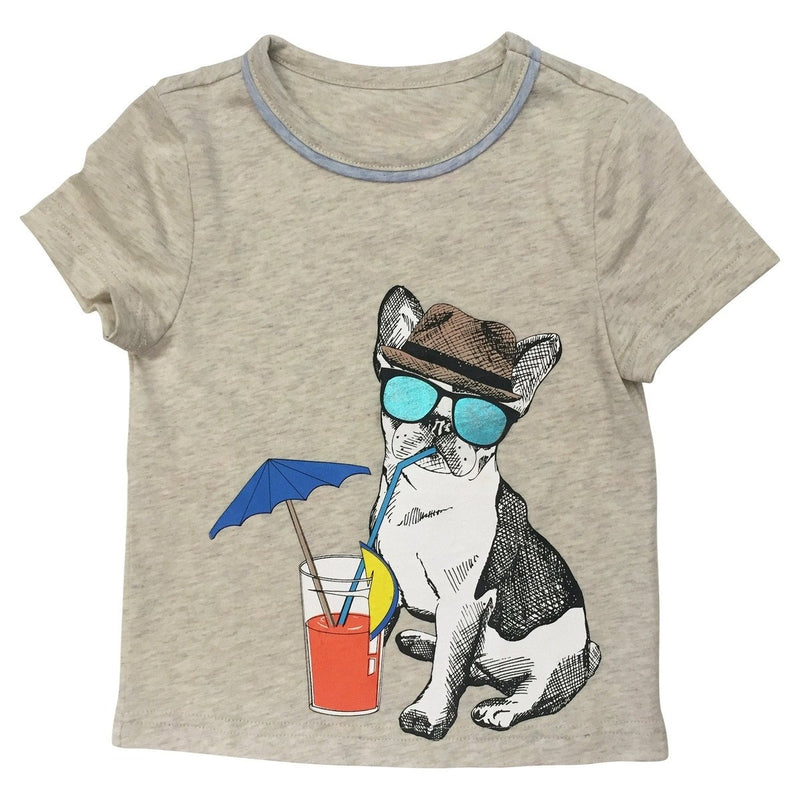 Grey Graphic Dog Drink T Shirt