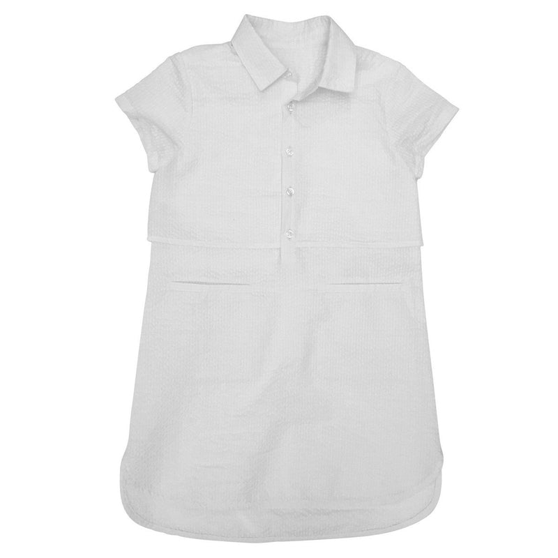 White Seersucker Shirt Dress