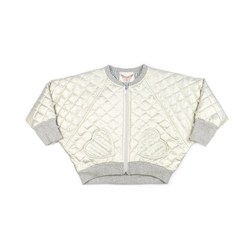 Silver Quilted Bomber