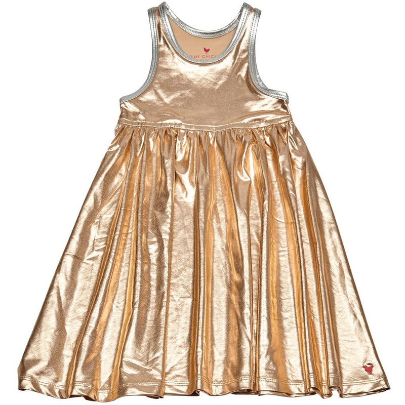 Liza Lame Rose Gold Dress