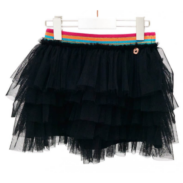 Black Skirt With Multicolored Waistband