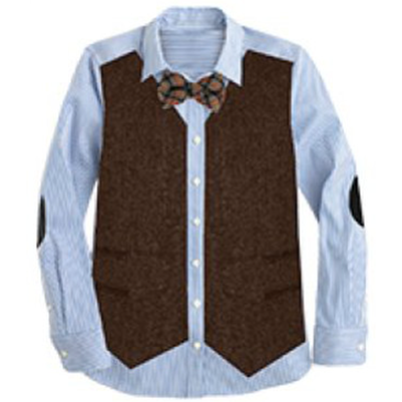 Tweed Vest Bowtie Button Down Shirt