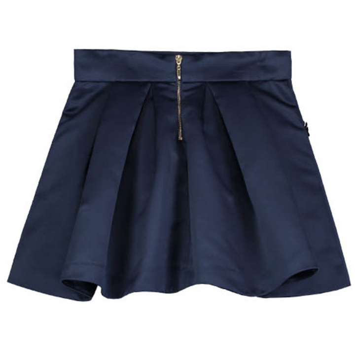 Navy Satin Applique Skirt
