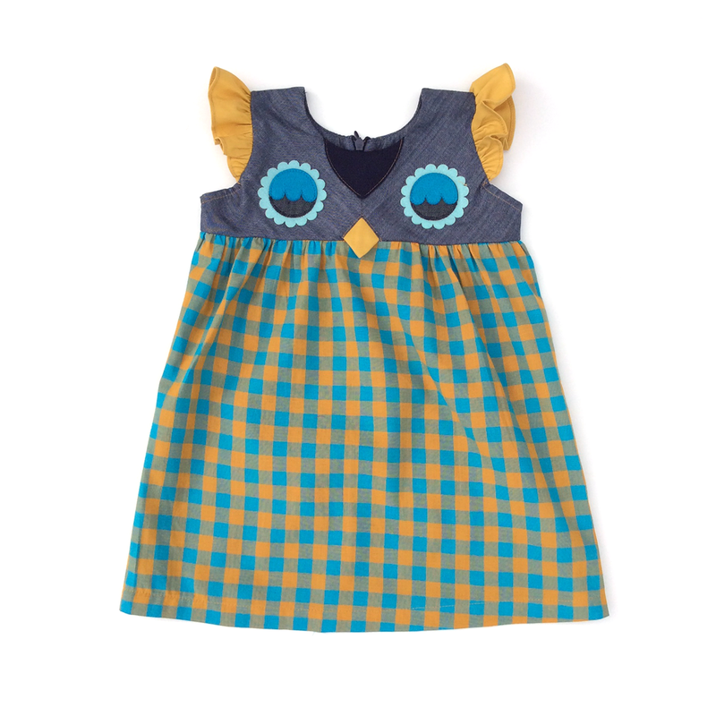 Fanciful Fall Owlet Gingham Smock