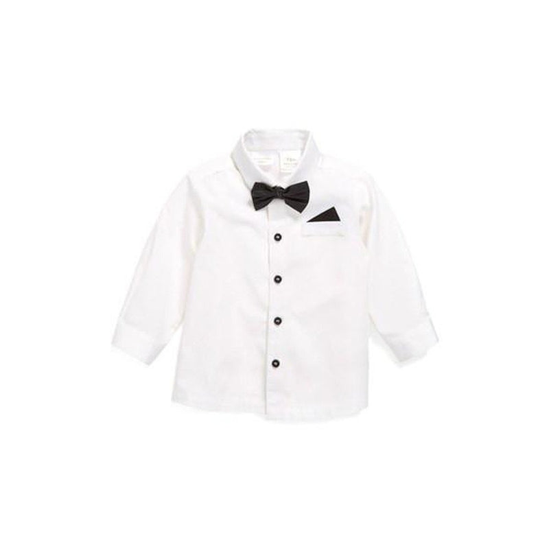 White Cotton Shirt With Removable Vegan Leather Bowtie